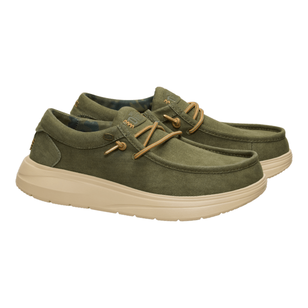 Wally Comf Worn Twill - Burnt Olive/Boulder Tan - Hey Dude South Africa