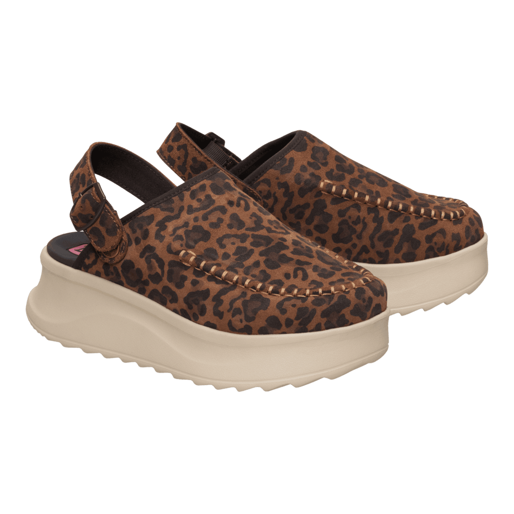 Delray Clog Suede Brown Leopard