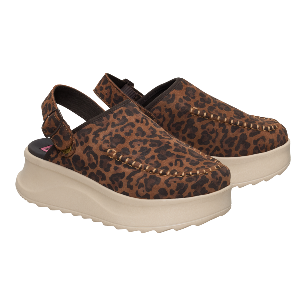 Women's Delray Clog Suede Brown Leopard