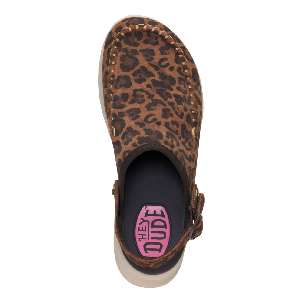 Women's Delray Clog Suede Brown Leopard