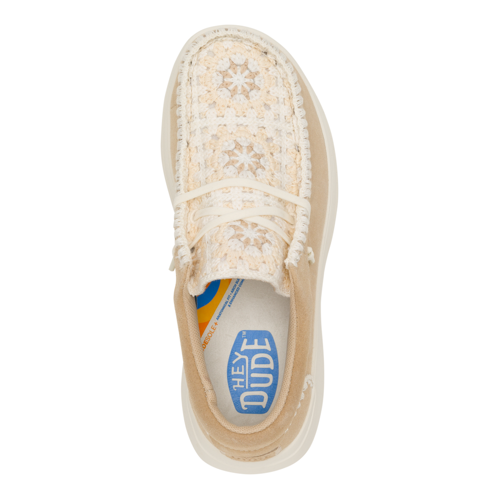Women's Wendy Comf Suede Crochet Irish Cream/Multi