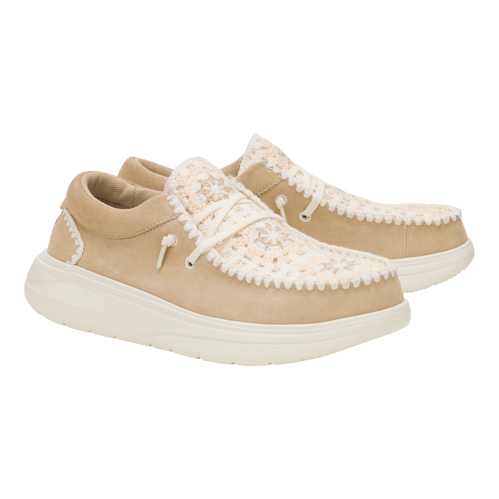 Women's Wendy Comf Suede Crochet Irish Cream/Multi