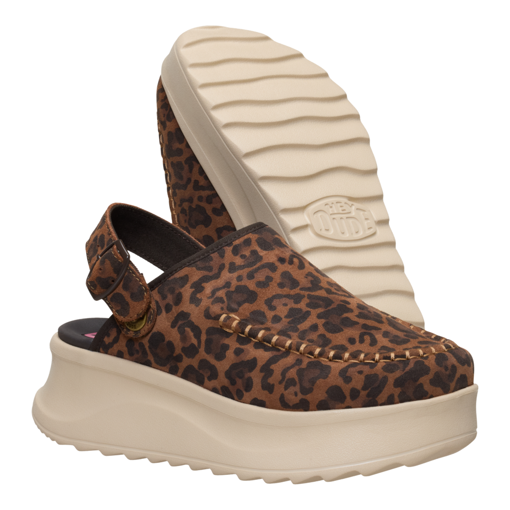 Women's Delray Clog Suede Brown Leopard