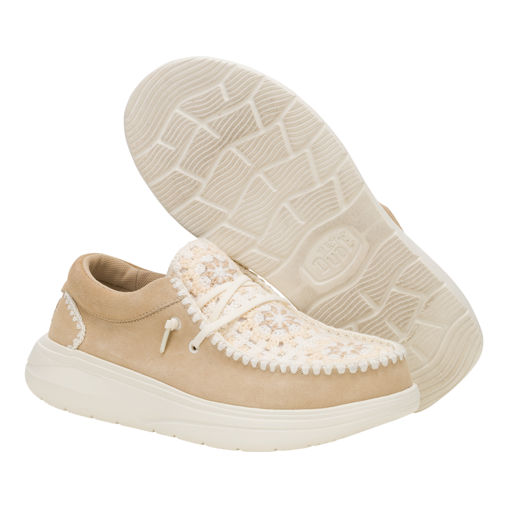 Women's Wendy Comf Suede Crochet Irish Cream/Multi