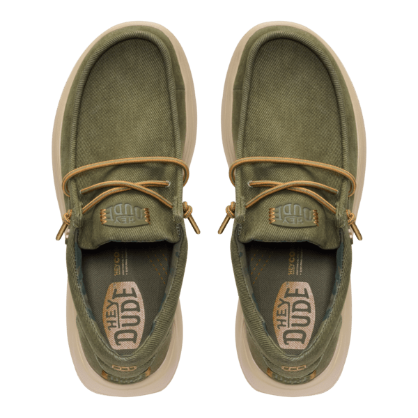 Wally Comf Worn Twill - Burnt Olive/Boulder Tan - Hey Dude South Africa