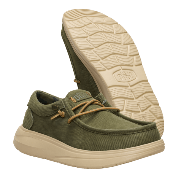 Wally Comf Worn Twill - Burnt Olive/Boulder Tan - Hey Dude South Africa