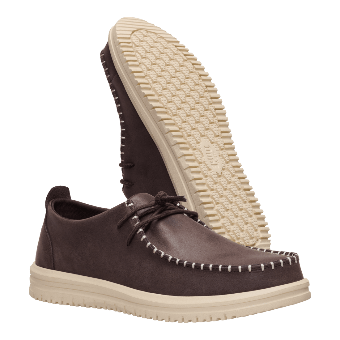 Wally NXT Moc Leather Mole Brown/Wood Ash - Hey Dude South Africa