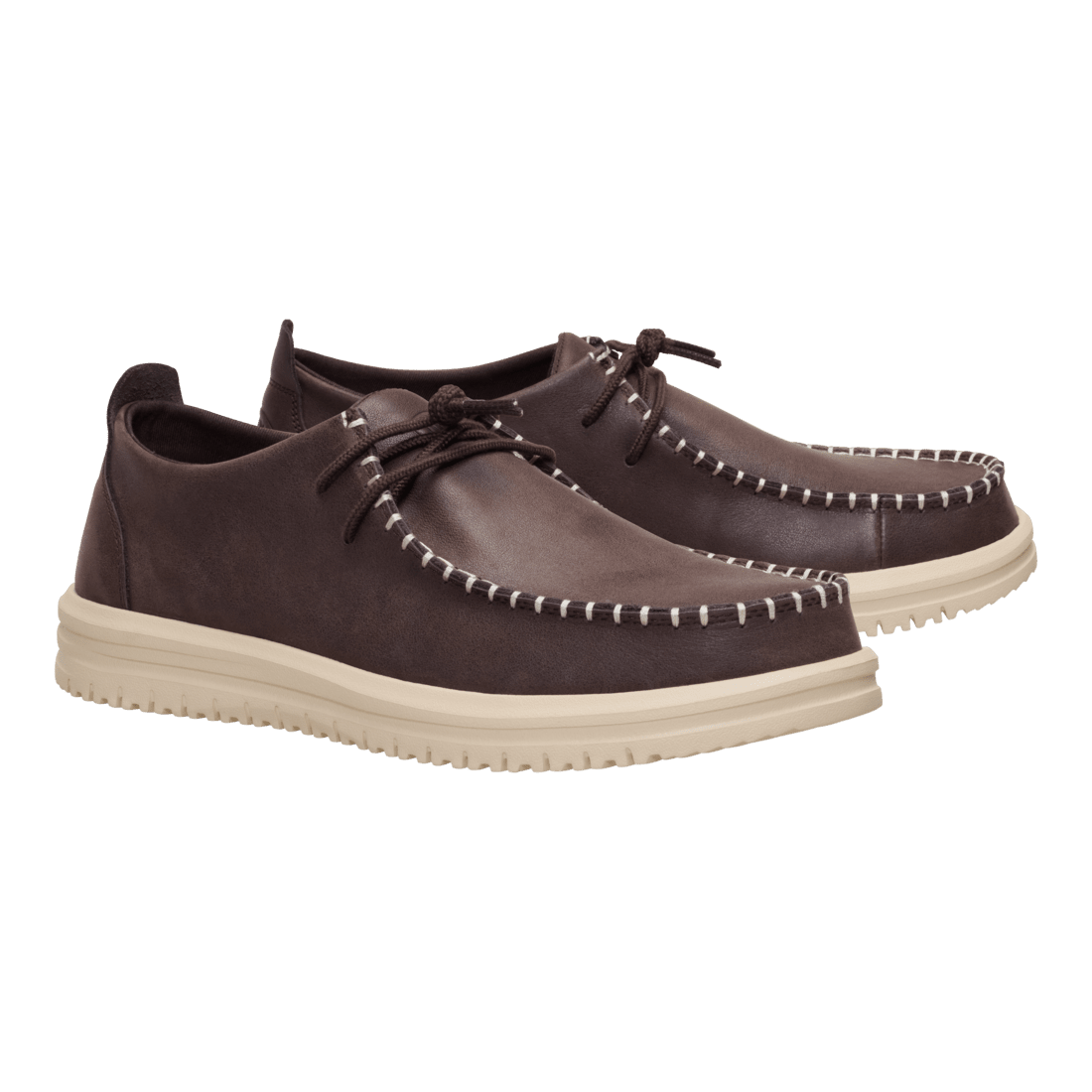 Wally NXT Moc Leather Mole Brown/Wood Ash - Hey Dude South Africa