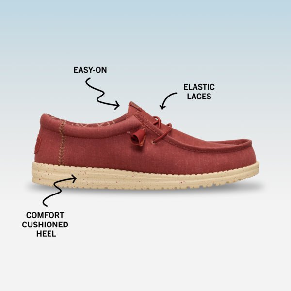 Wally Stretch Canvas - Burnt Red/Boulder Tan - Hey Dude South Africa