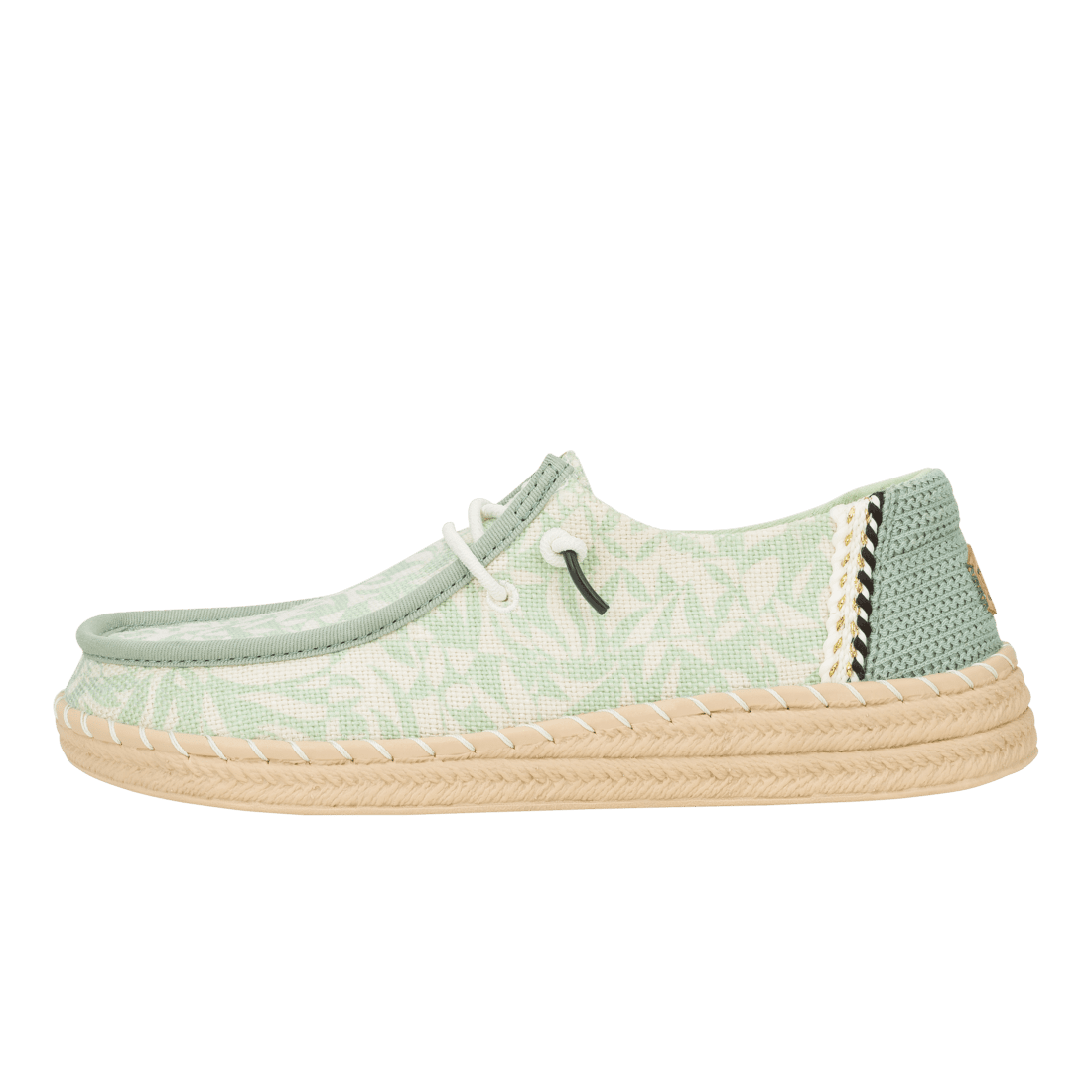 Wendy Espadrille Retro Palm Celadon Green/White - Hey Dude South Africa